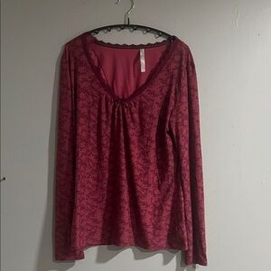 Denver Hayes Burgundy Long Sleeve Top Small